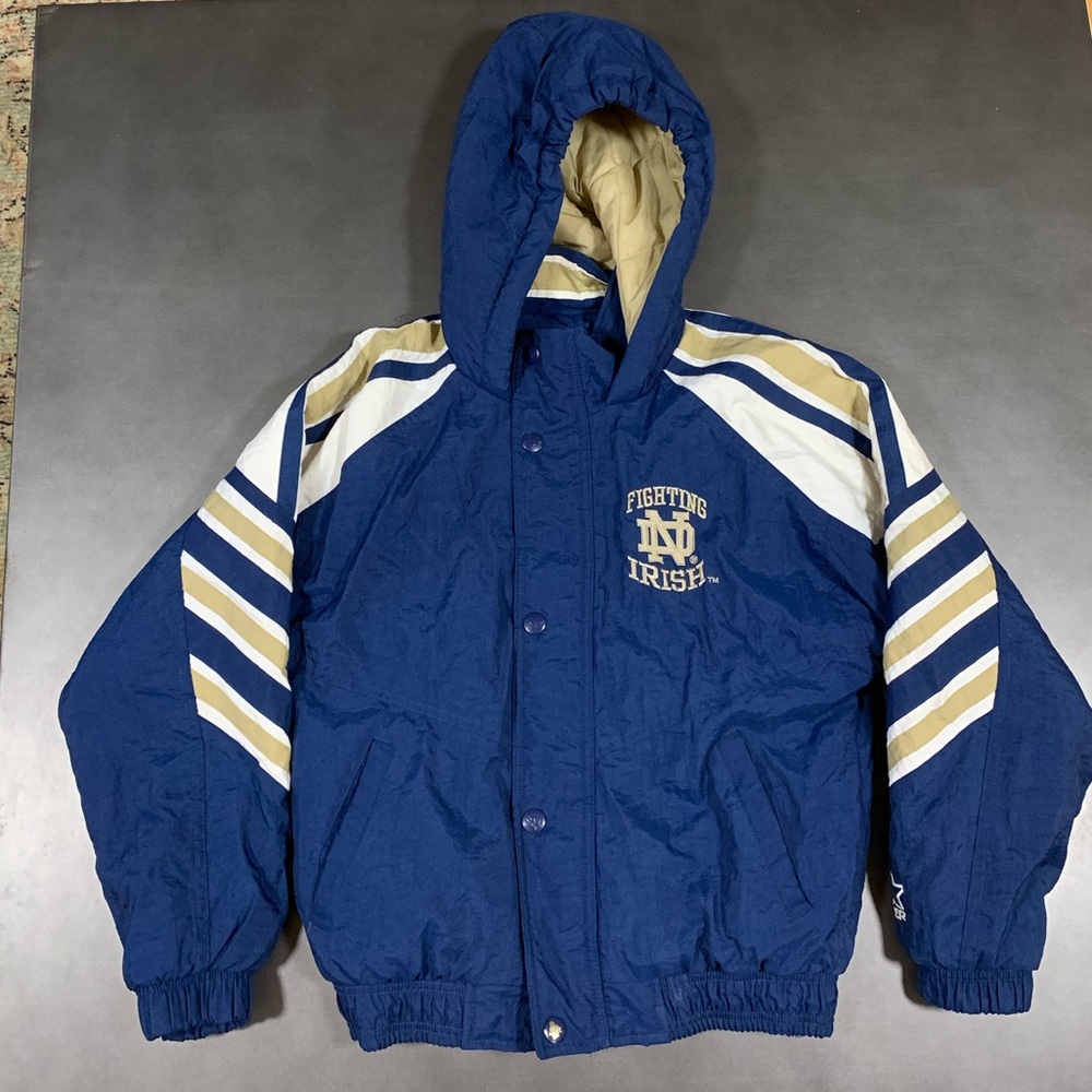 VTG Starter Notre Dame Zip Up Hooded Jacket Boys M